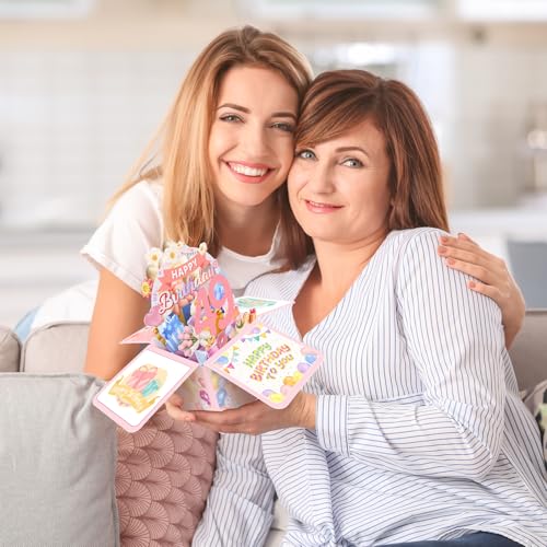 Joycard 49th Birthday 3D Pop-Up Gift Box Card for Women, Mother, Wife