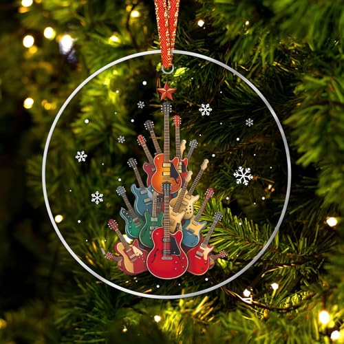 Guitar Christmas Ornaments 2025 - Acrylic Guitar Tree Decor