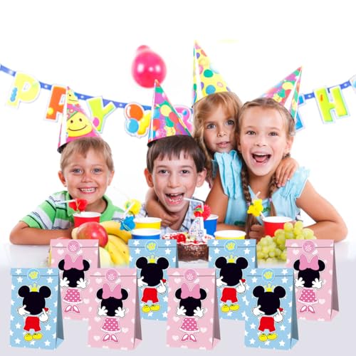 12Pcs Mouse Party Bags with Stickers - Birthday Favor Supplies