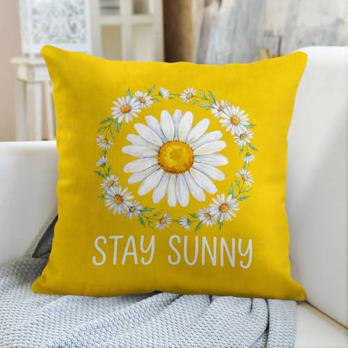 Cosovia Daisy Gnome Throw Pillow Covers 18x18, Set of 4, Soft Plush