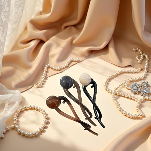 Vintage Pearl Banana Clips Set - 3Pcs French Twist Hair Clips