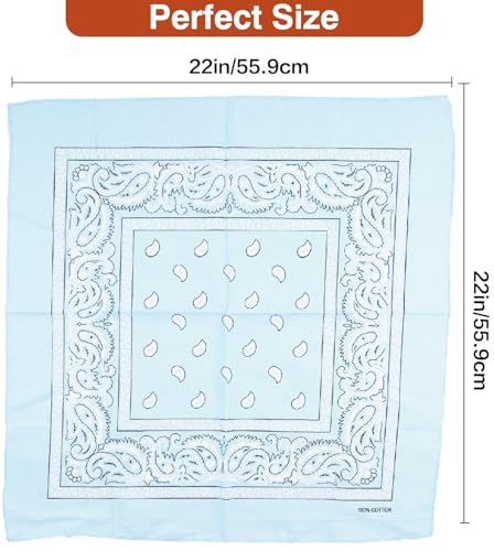 Raylarnia 100% Cotton Paisley Bandana 22" Headband for Men and Women