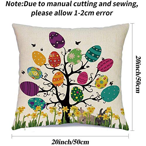 Easter Pillow Covers 20x20 Set of 4, Farmhouse Linen Decorative Cases