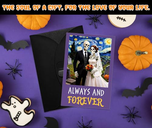 Gothic Halloween Wedding Card - Skeleton Couple Anniversary Card