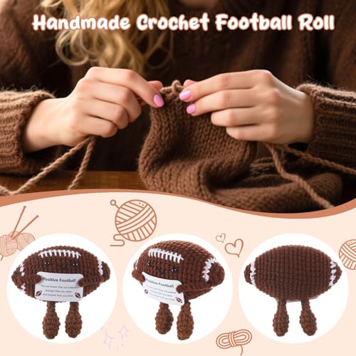 Handmade Crochet Football Plush - Emotional Support Gift with Motivational Card