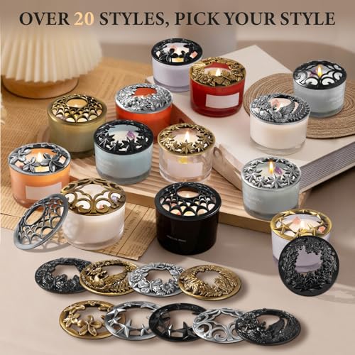 Hion Space-Silver Candle Topper for Even Burn - Fits Large Jar Candles