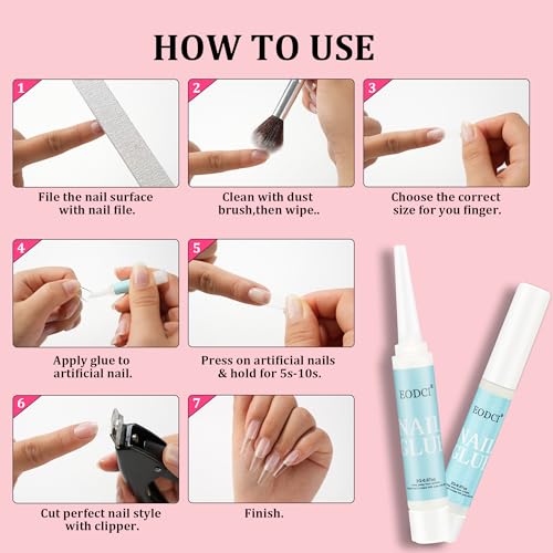 EODCI Professional Super Strong Nail Glue for Acrylic Press On Nails 12pcs