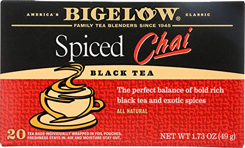 Bigelow Spiced Chai Black Tea, 20 Count Tea Bags (Pack of 6)