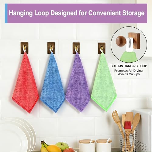 HOMERHYME Microfiber Cleaning Cloths, 12 Pack Multicolor Lint-Free Rags