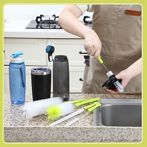 HIWARE Bottle Cleaning Brush Set - 5 Pack for Beer & Sports Bottles