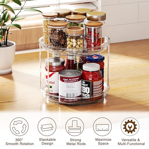 9.25" Double-Tier Lazy Susan Turntable Organizer for Kitchen & Bathroom