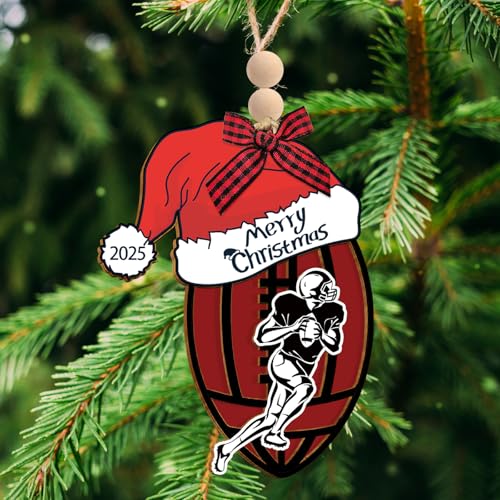Personalized Football Christmas Ornament - Wooden Sports Gift