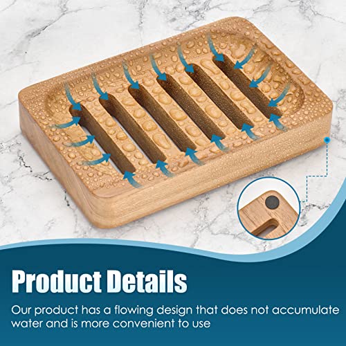 DEBETOOL Teak Wood Soap Dish - 2-Pack Self-Draining Holder for Bathroom & Kitchen