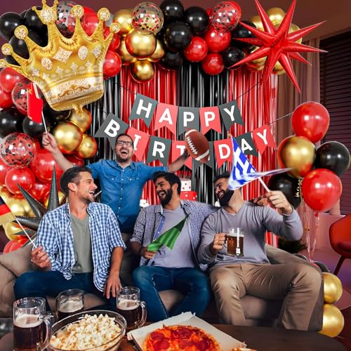 Vicduotex Red and Black Birthday Decorations Set for Men