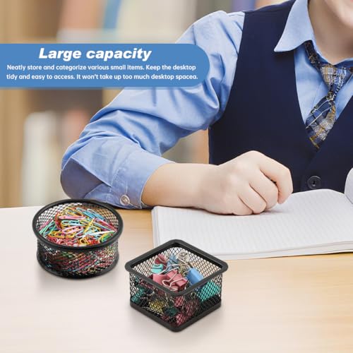 4-Pack Stackable Mesh Paper Clip Holders for Desk Organization