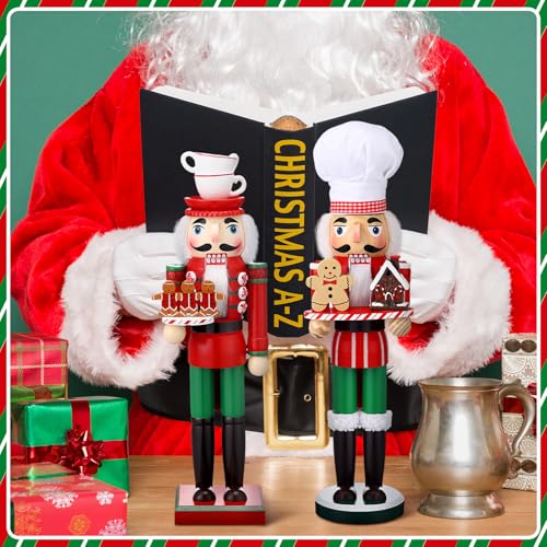 Wooden Nutcracker Ornaments Set - Christmas Holiday Decor, 15 Inch