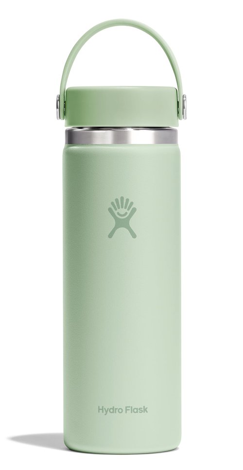 Hydro Flask Water Bottle - Insulated Stainless Steel - Wide Mouth Flex Lid, Non Spill, Leakproof and Refillable in 20 Oz Aloe Green