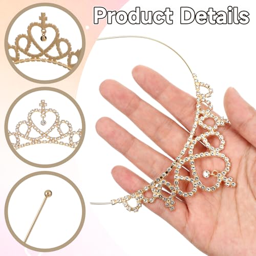 Rhinestone Tiara Headband 2-Piece Set - Gold and Silver Princess Crowns