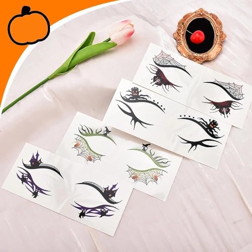 Ancnoz Halloween Eyeshadow Stickers Temporary Face Tattoos 4 Pairs