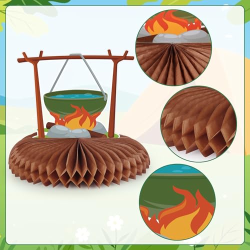 Camping Honeycomb Centerpieces - 12PCS Adventure Party Decorations