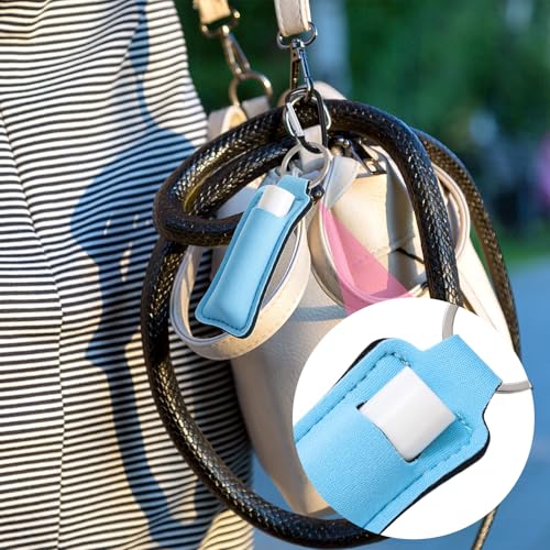 BEIQIYA Neoprene Lip Balm Holder Keychain with Metal Clip