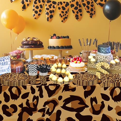 Leopard Print Tablecloths - 3 Pack Disposable Party Covers 54x108in