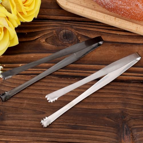 BOXOB Egg Chalaza Removal Tool Set - 2pcs Stainless Steel Tongs, Black/Silver
