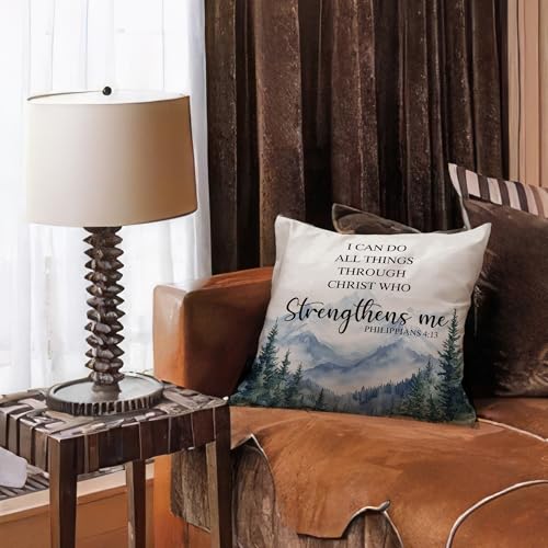 18x18 Christian Quote Decorative Throw Pillow Cover - I Can Do All Things