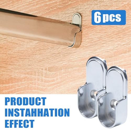 AEGYPIUS 6Pcs Oval Closet Rod End Supports, 15mm x 30mm Wardrobe Brackets