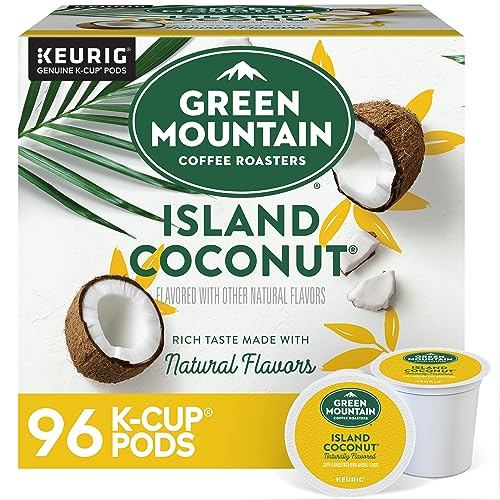 Green Mountain Coffee Roasters Island Coconut Keurig K-Cup Pods 96 Count - Light Roast, Pack of 4