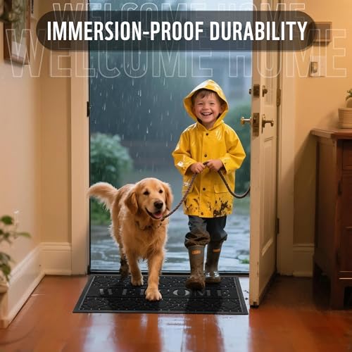 Yimobra Welcome Door Mat - 29.5x17in Non-Slip, Dirt Trapping Design