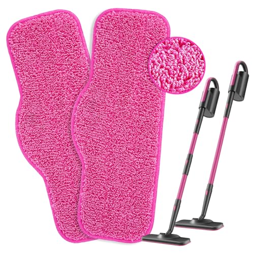 Pink 2 Pack Washable Multi-Surface Steam Mop Pads Compatible with Schenley & Hestia Models