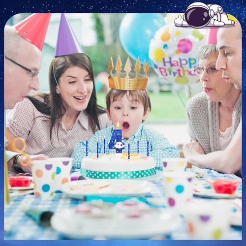 Astronaut Space Birthday Candle Set - 11 Pcs with Number & Spaceship