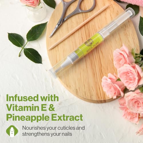 ECCO PURE Cuticle Oil Pen with Vitamin E – Moisturizing Nail Care Brush