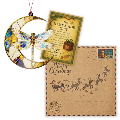 Dragonfly Moon Ornament - Elegant Suncatcher Gift for Women