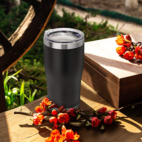 20oz Stainless Steel Insulated Travel Mug with Lid - Black, Pack of 12