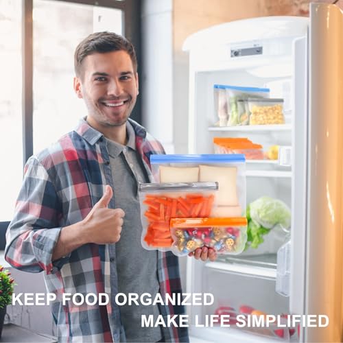 Lerine 10-Pack Stand-Up Reusable Freezer Bags - Leakproof Food Storage Set