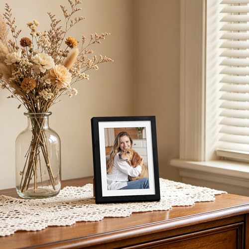 SHOWIN 5x7 Black Picture Frames, 4x6 Photo Frame with Mat, 4 Pack