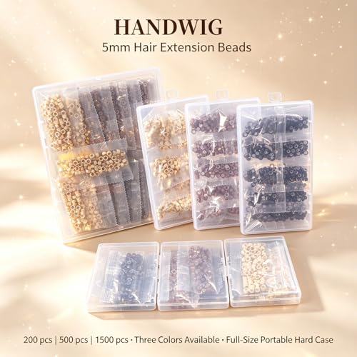 HandWig 500PCS 5mm Micro Ring Beads for Hair Extensions Brown