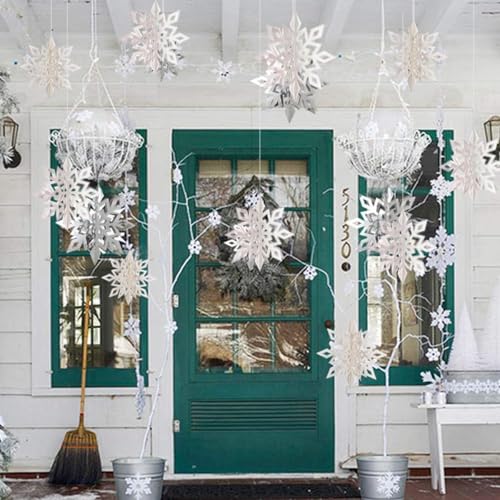 12PCS 3D Snowflake Ornaments for Christmas Tree Decor