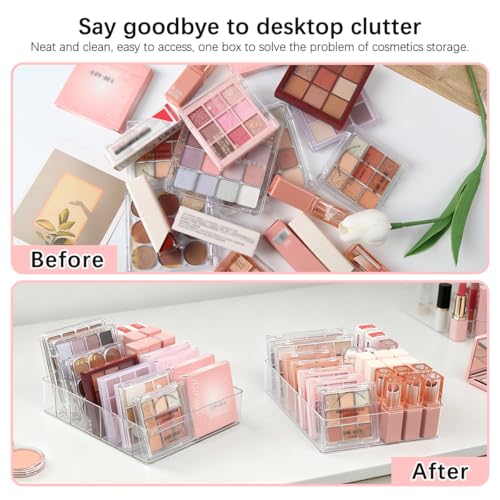 1-Pack Clear Acrylic Makeup Organizer for Eyeshadow & Lipstick