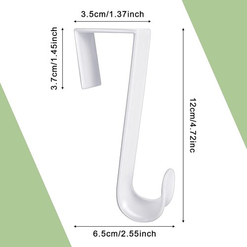 Jetec Over The Door Clothes Hooks - 8 Pcs White Plastic Hanger Set for Home & Kitchen | 4.72 Inch Long