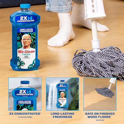 Mr. Clean 2X Concentrated Multi-Surface Cleaner, Unstopables Fresh, 41 Fl Oz (Pack of 4)