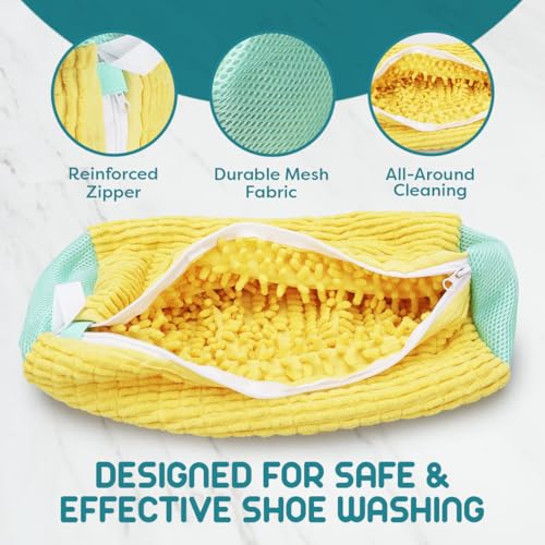 ZENO Yellow Shoe Washing Machine Bag - 2pcs Reusable Sneaker Cleaner