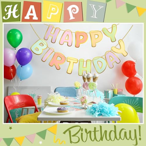 Macaron Happy Birthday Banner - Pre-Strung Party Decor