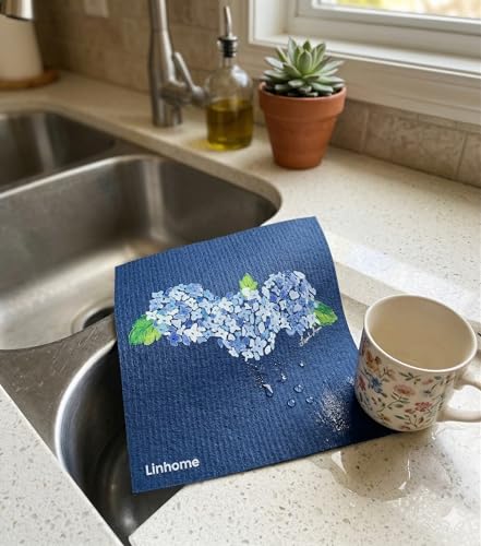 Hydrangea Swedish Dishcloth - Reusable Super Absorbent Sponge Cloth