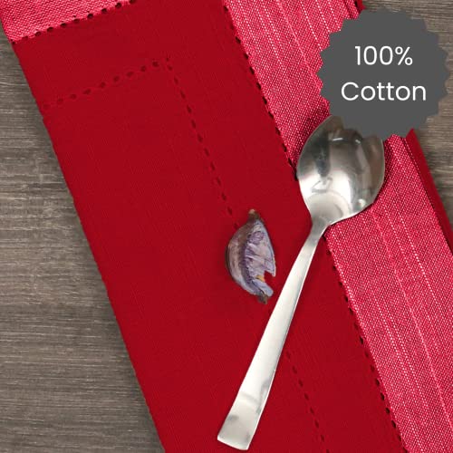 Red Cotton Cloth Napkins Set of 12 20x20 Inches - Ultra Soft & Washable