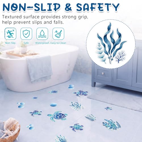 Fullhawl 15 Pcs Turtle Non-Slip Bathtub Stickers with Scraper - PEVA Rubber