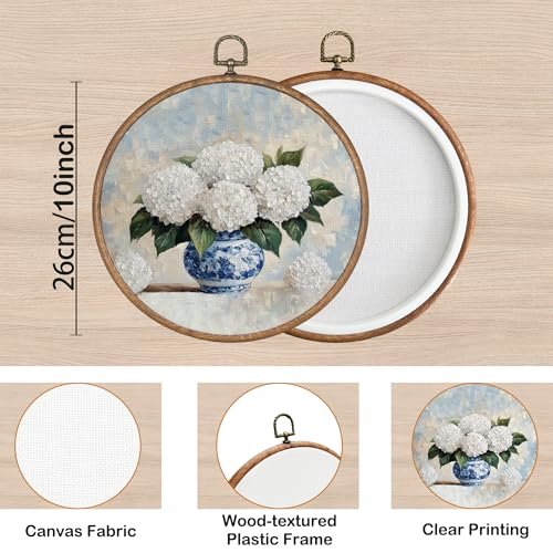 KSDUT Blue and White Chinoiserie Vase Wall Art - 10x10 Framed Decor