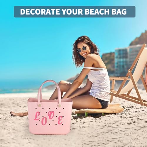 Bogg Bag Charms - Pink Decorative Letter Inserts for Bogg Tote